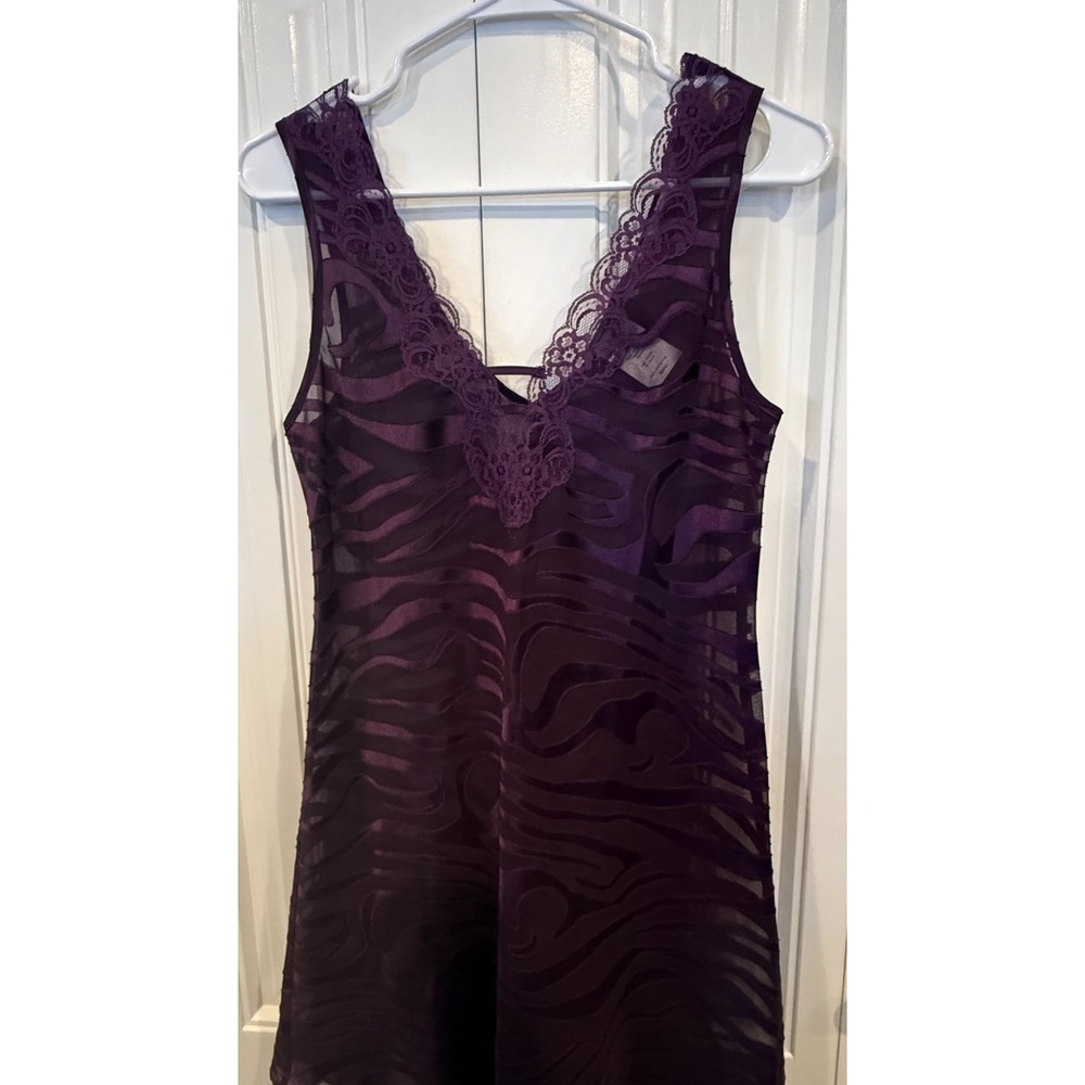 Exquisite Form Purple Lace Zebra Print Chemise Nightgown Sleep Dress Women's S